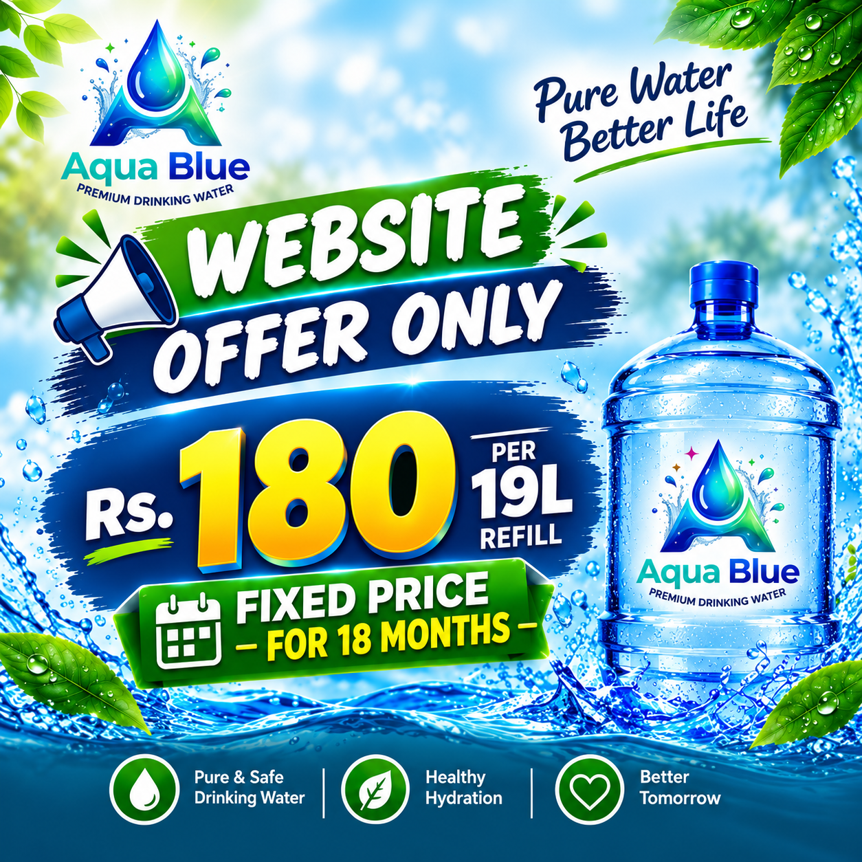 Aqua Blue refill offer. Click to view offers for new customers